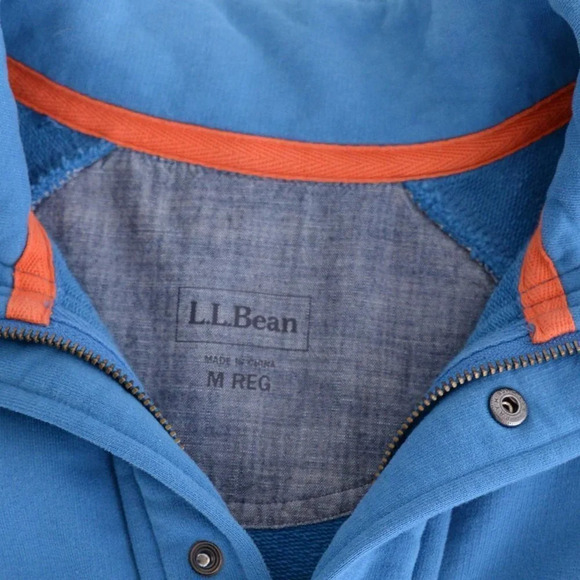 L.L.  Bean Blue Half-Zip Pullover Sweater with Kangaroo Pocket - Picture 6 of 12